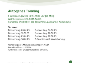 Autogenes Training nähe Central ab Januar 2025