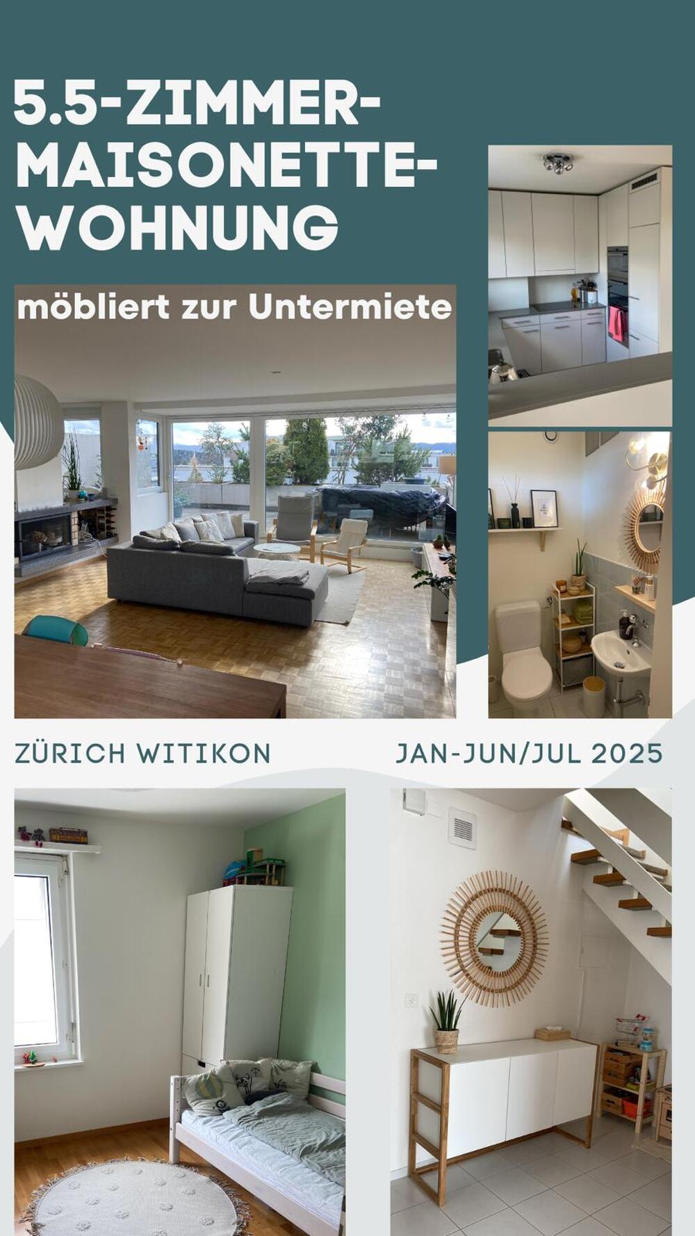 5.5 Zi-Maisonette-Wohnung in Witikon zur Untermiete (Jan-...