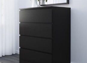 MALM Chest of 4 drawers black-brown, 80x100 cm