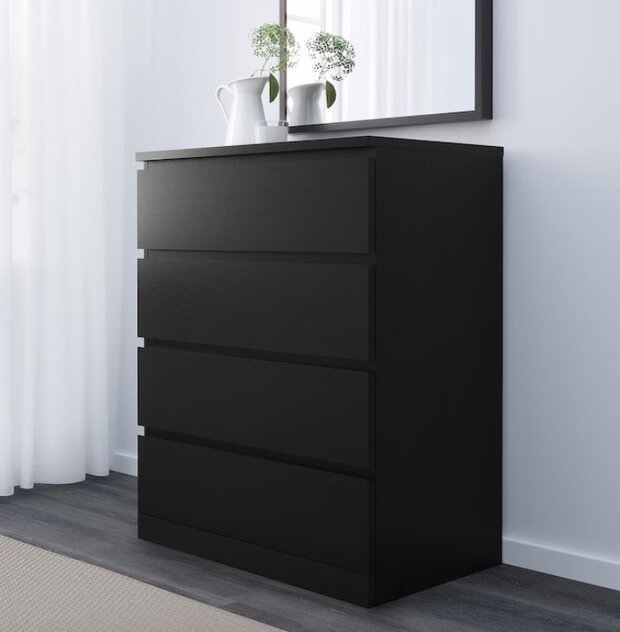 MALM Chest of 4 drawers black-brown, 80x100 cm