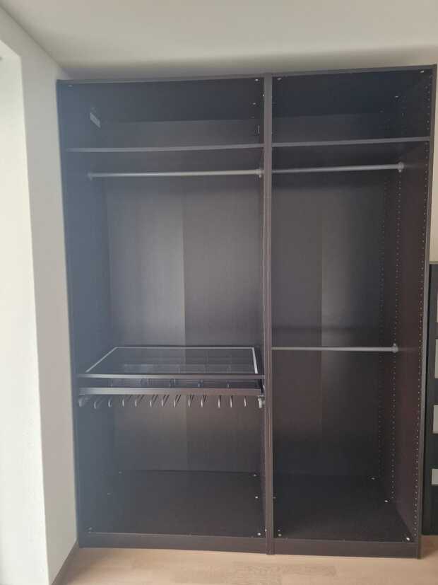 Stylish and Spacious IKEA PAX Wardrobe in Black-Brown