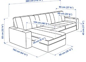 KIVIK 3er-Sofa mit Récamiere und Hocker