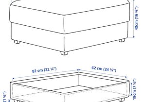 KIVIK 3er-Sofa mit Récamiere und Hocker