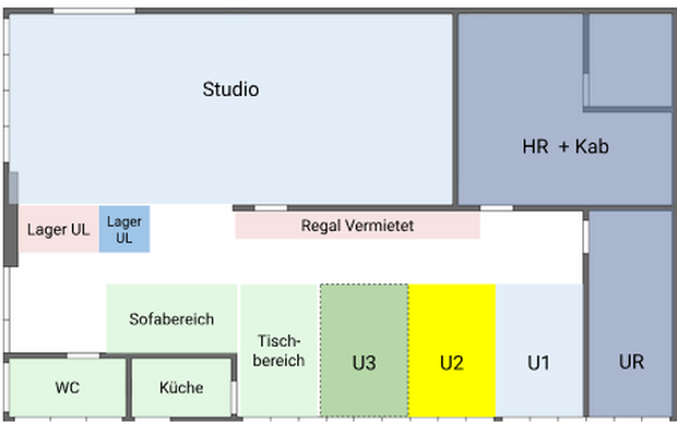 10,6 m2 Bürofläche in Gemeinschaftsräumlichkeiten.