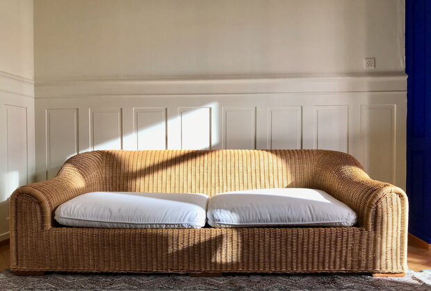 Vintage Rattan-Sofa im Boho-Ibiza-Style