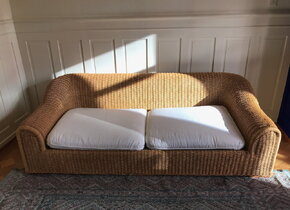 Vintage Rattan-Sofa im Boho-Ibiza-Style