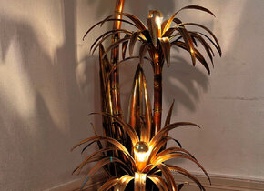 PALM TREE FLOOR BRASS LAMP BY MAISON JANSEN 1970s PARIS