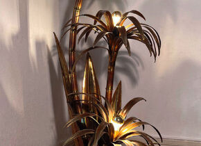 PALM TREE FLOOR BRASS LAMP BY MAISON JANSEN 1970s PARIS