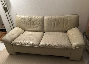 Gratis Vintage-Leder-Sofa beige