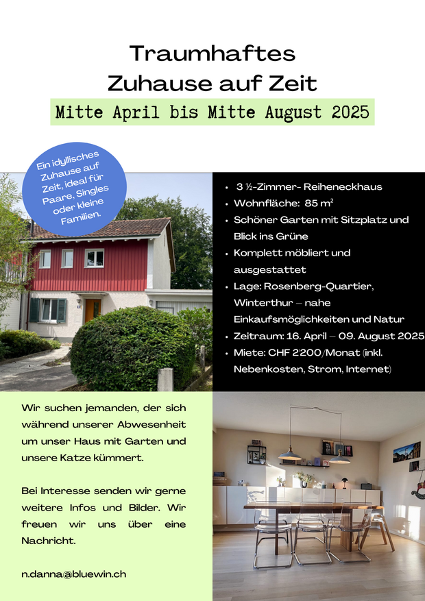 Traumhaus auf Zeit Mitte April bis Mitte August